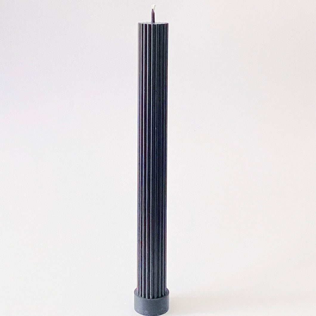 Ribbed Pillar Candle, Black