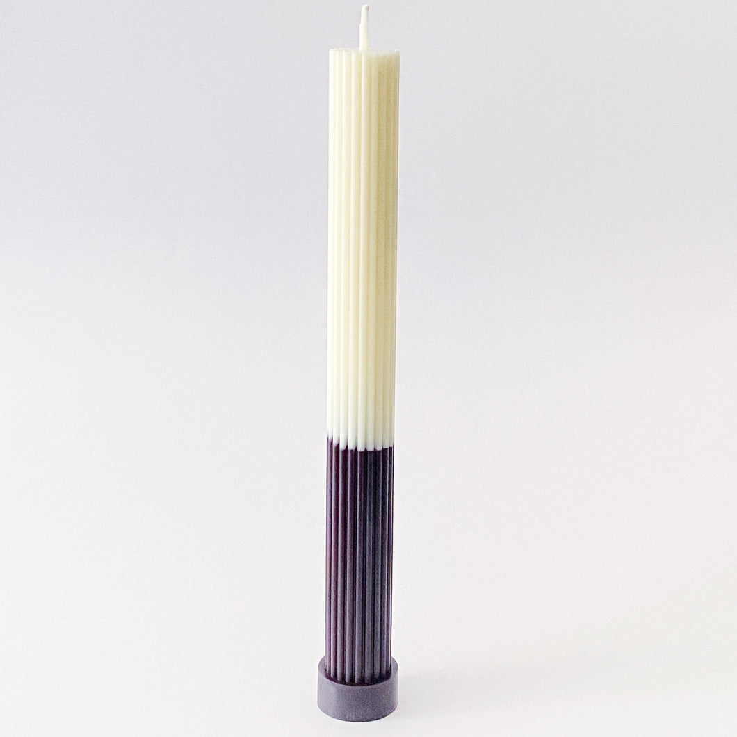 Ribbed Pillar Candle, Black & White
