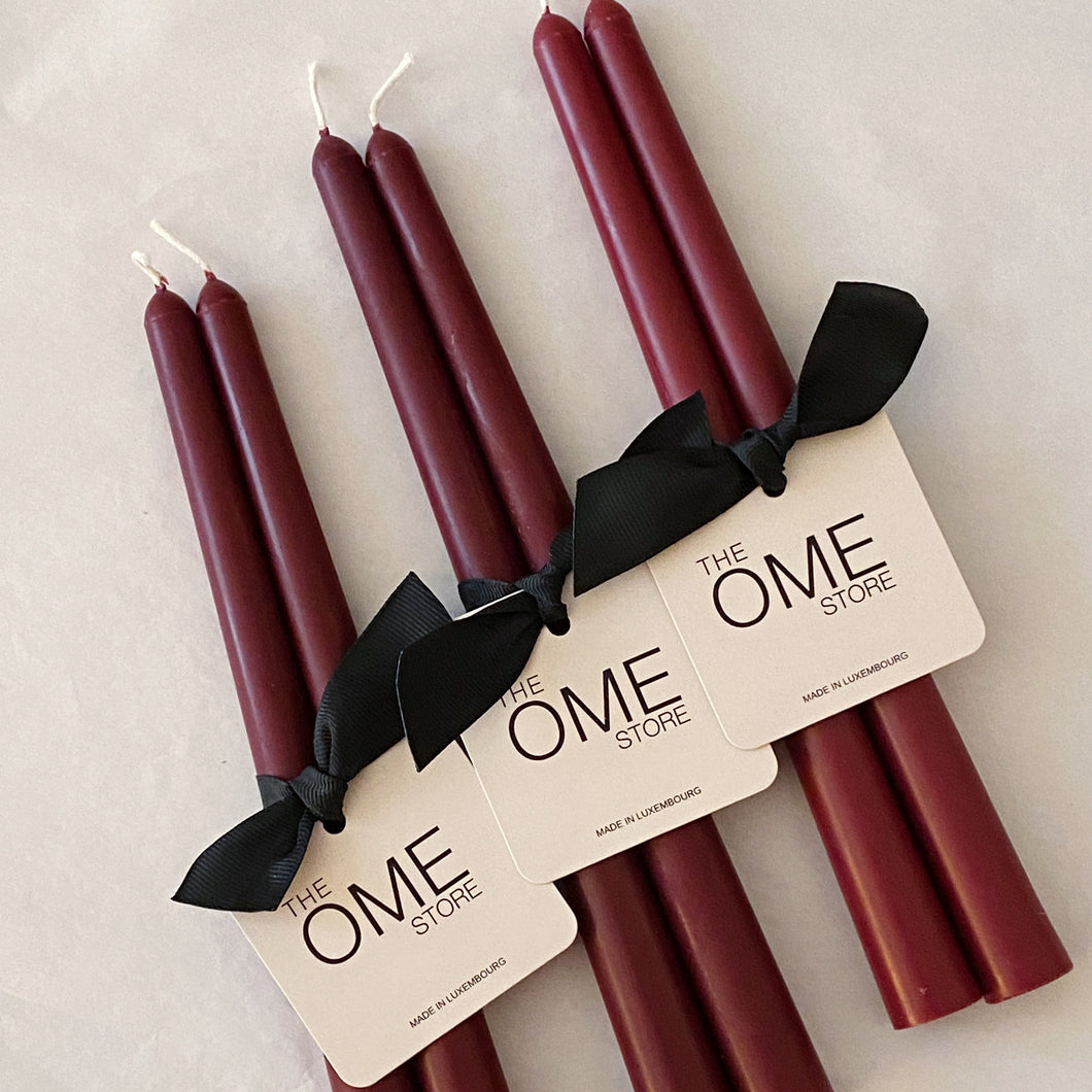 Classic Taper Candles (pair), Bordeaux