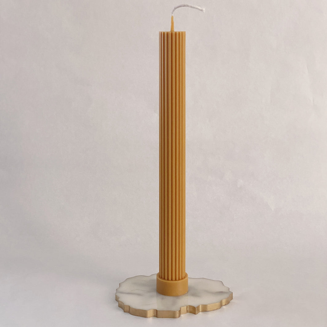 Free-Standing Ribbed Pillar Candle, Toffee