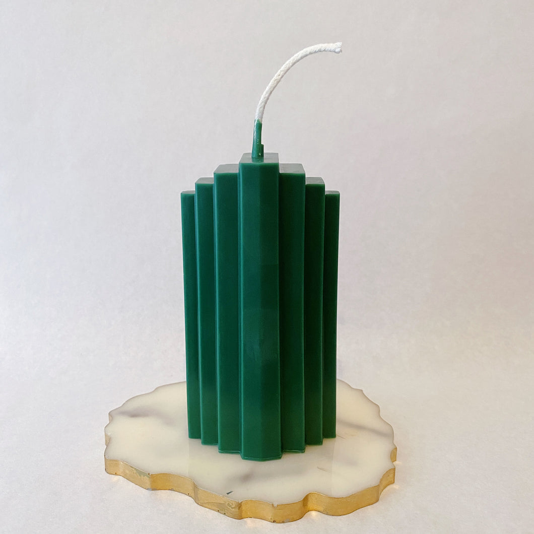 Staggered Pillar Candle, Forest Green