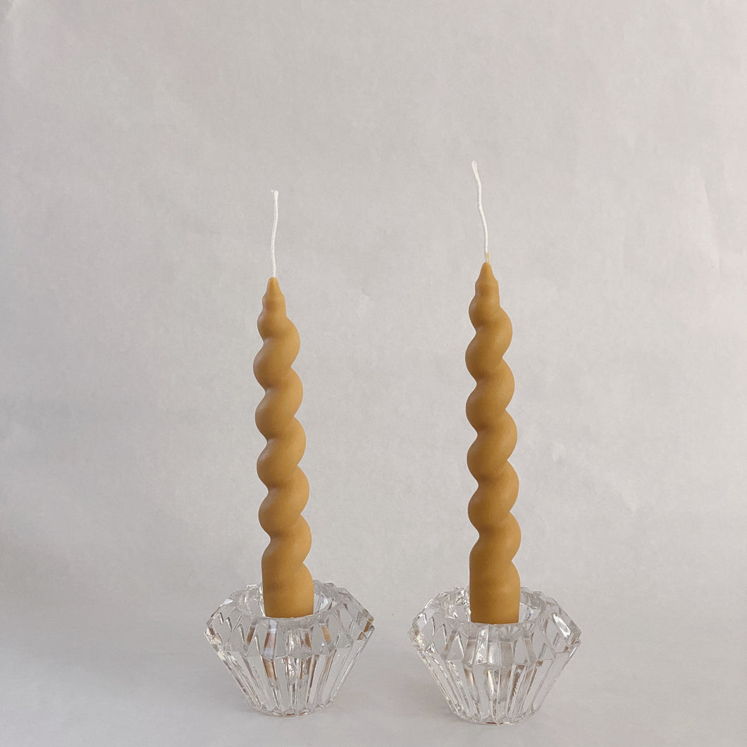 Swirl Taper Candles (pair), Toffee