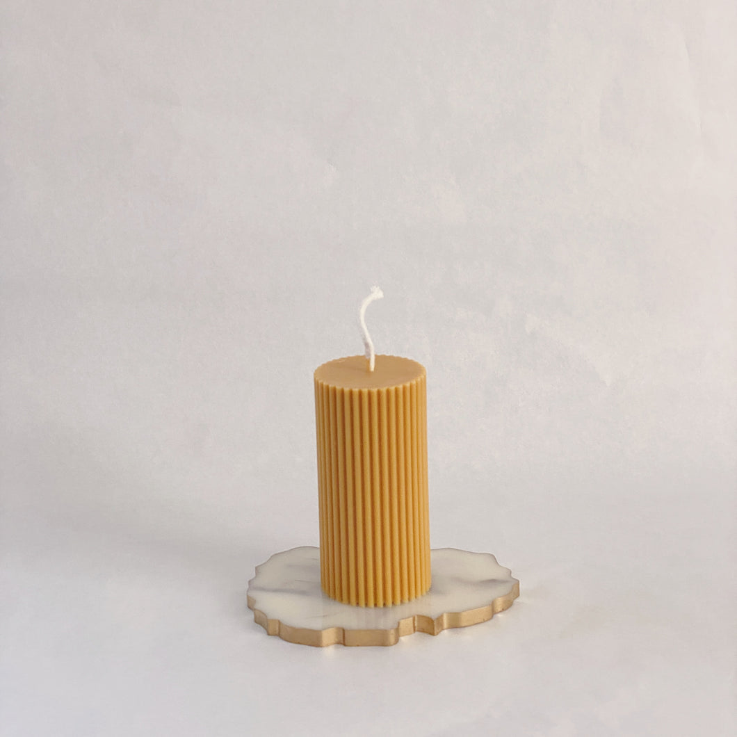 Ribbed Column Candle, Toffee
