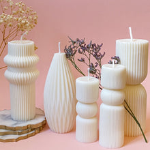 Load image into Gallery viewer, Ribbed Tower Candle
