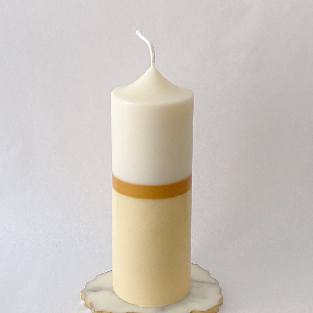 Statement Pillar Candle, Toffee/ White