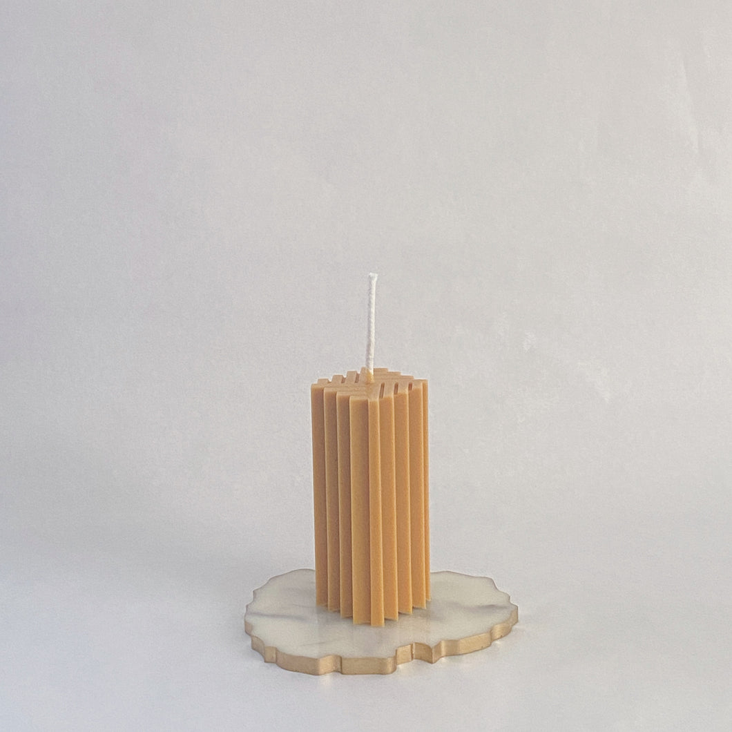 Geometric Pillar Candle, Toffee
