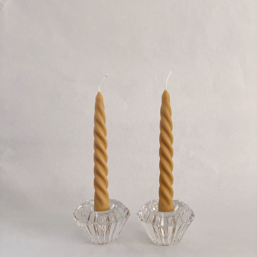 Twisted Taper Candles, Toffee (pair)