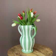 Load image into Gallery viewer, Green Striped Terracotta Vase
